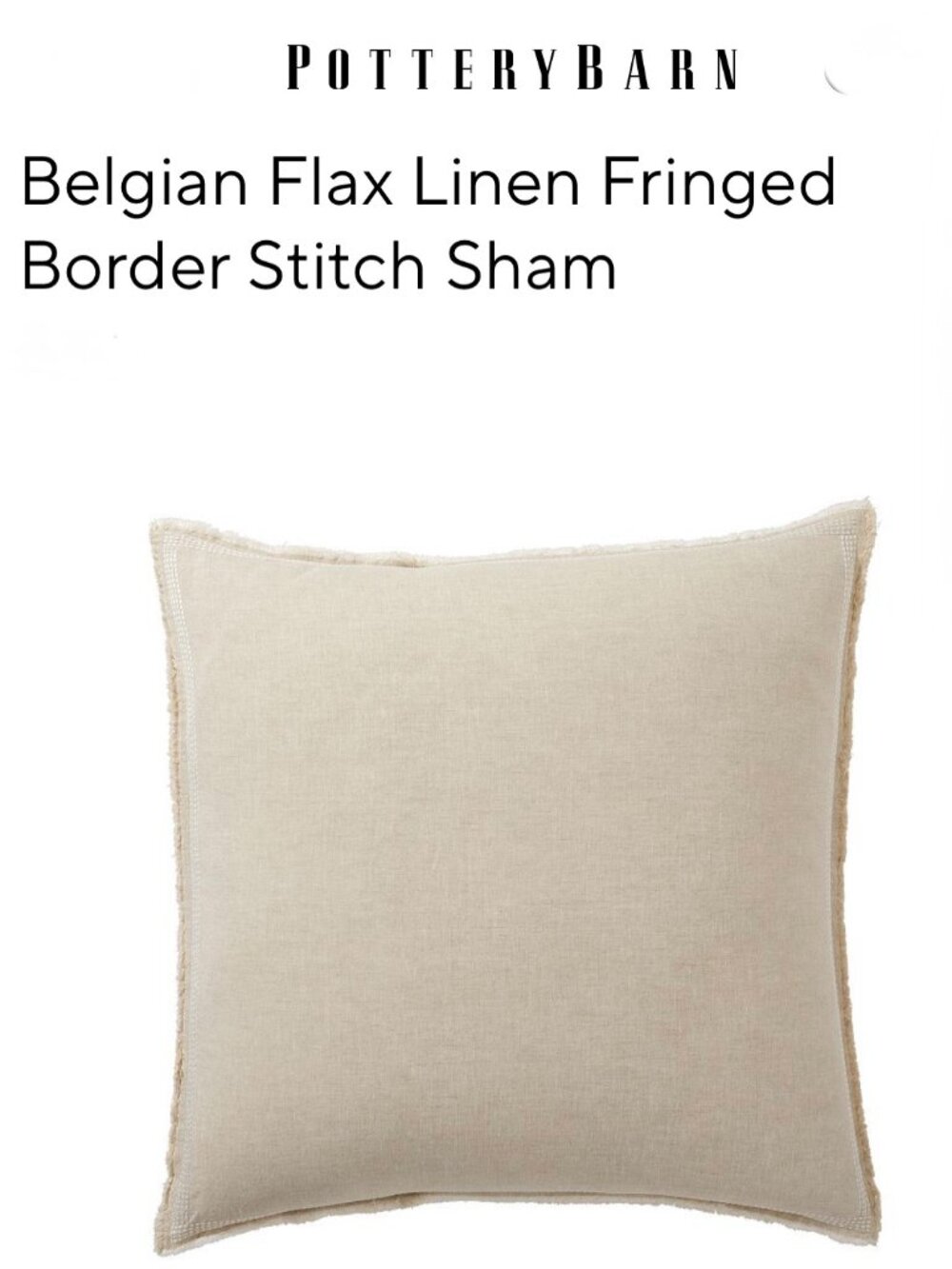 POTTERY BARN Belgian Flax Linen Euro Sham, Flax